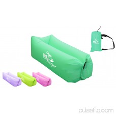 US Lounger Neon Green Fast Inflatable Portable Outdoor or Indoor Wind Bed Lounger, Air Bag Sofa, Air Sleeping Sofa Couch, Lazy Bed for Camping, Beach, Park, Backyard
